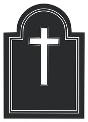 Fototapeta premium Tombstone marker with religious cross symbol, simple illustration, burial, memorial, gravesite marker