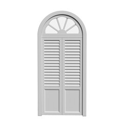 Elegant White Arched Louvered Door Shutter