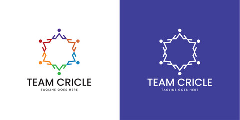 Team Circle Logo Design with Connected Network People Symbol