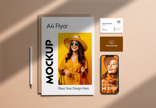 Scene Creator Stationery in Top View Mockup