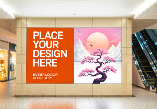 Shopping Center Advertisement Billboard Mockup
