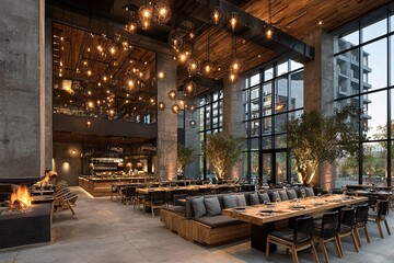 Fototapeta premium A high-end restaurant where the menu is printed on recycled food waste paper
