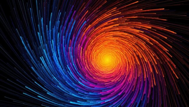 Whirlwind of Colors: A mesmerizing display of swirling lines in vibrant hues, forming a dynamic vortex that draws the eye inward, creating a sense of energy and motion.