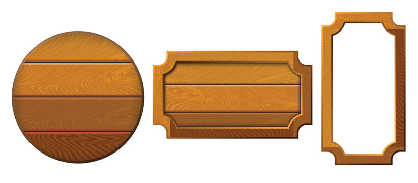 3d wood morden sign board with pins. Wooden frame banner for saloon. Vintage rustic pin billboard set. Antique plaque label. Realistic nameplate or mirror symble