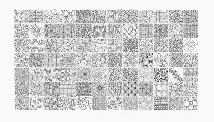 Fototapeta premium Abstract black and white patterns creating visual interest with intricate designs. This artwork can be used in textile design or as an artistic element in any design setting. 