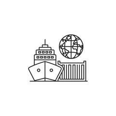 Obraz premium Cargo Ship and Globe in Shipping Industry Concept for Maritime Logistics