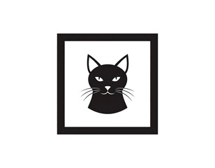 Fototapeta premium A minimalist illustration of a cat's head in a black frame