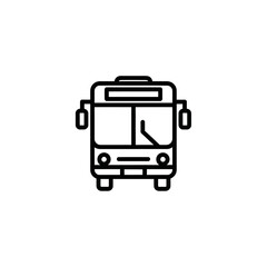 Obraz premium Front View of Modern Electric Bus Showing Passenger Transport Vehicle