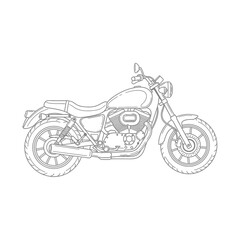 Obraz premium Detailed Line Drawing of a Classic Cruiser Motorcycle for Design Projects