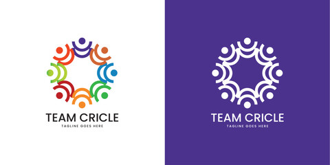 Colorful Team Circle Logo Design with Community People Symbol