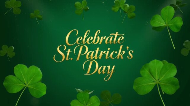 Celebrate St. Patrick's Day with a beautiful green backdrop filled with shamrocks and elegant typography, perfect for festive invitations and greetings