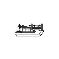 Obraz premium Minimalist Line Art Illustration of Cargo Ship at Sea for Maritime Industry Design