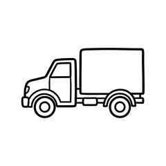 Fototapeta premium Minimalistic Black Line Drawing of a Delivery Truck for Logistics and Transportation Concept