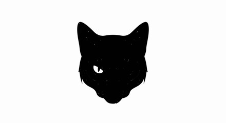 Obraz premium Silhouette of a black cat's head with one eye visible and subtle texture
