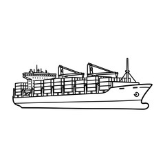 Obraz premium Outline of a Cargo Ship Navigating Open Water in a Minimalist Style
