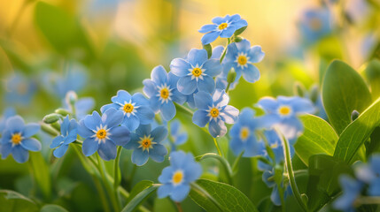 Fototapeta premium Pastel Blue Floral Background with Shallow Depth of Field