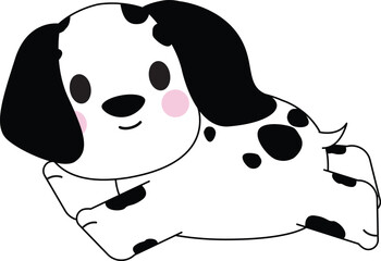 Adorable Spotted Puppy Character Lying Down