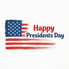 Illustration of a brush stroke American flag with 'Happy Presidents Day' text, celebrating the federal holiday honoring U.S. presidents. Ideal for festive patriotic design.
