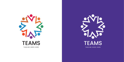 Abstract Teams Logo Design with Circular Collaboration Symbol