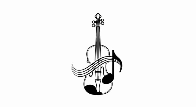 Musical note entwined with a stylized violin silhouette