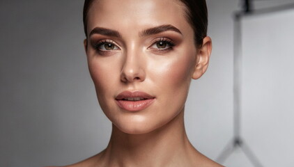 Fototapeta premium Zdjęcie modelki, twarz w zbliżeniu, piękna kobieta, super modelka