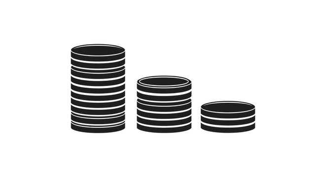 Three black and white stacks of coins illustrate the concept of financial decline or loss over time