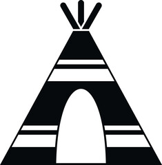 Traditional teepee dwelling simple black and white icon © anatolir