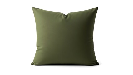 Olive green throw pillow on white background for home decor
