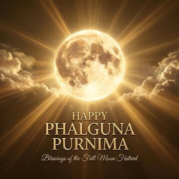 Celebrating phalguna purnima with a radiant moon and warm greetings