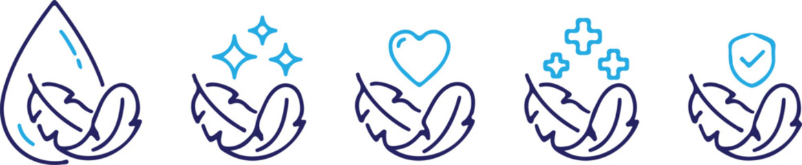 sensitive skin feather check logo bule outline icons set vector illustration design art  © Ammara
