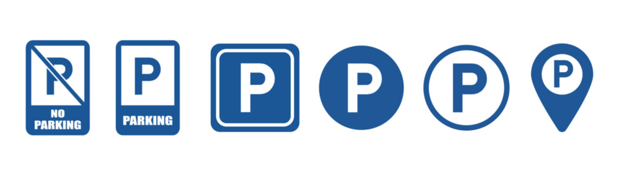 Parking icons. Car parking icon set. Map parking pointer. Vector illustration.