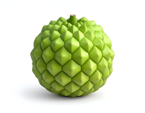 Exotic Green Atemoya Fruit Isolated on White Background.