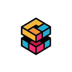 Obraz premium Colorful 3D Cubes Stacked Together in a Modern Design.