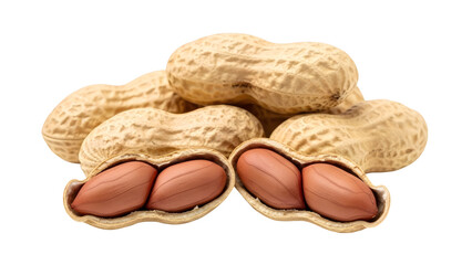 Whole And Cracked Peanuts With Kernels On Black Background