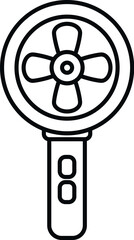 Obraz premium Handheld portable fan supplying air for cooling in outline style