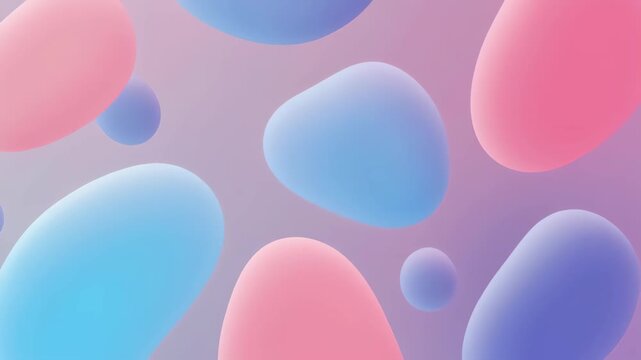 Abstract soft gradient bubbles in pink, blue and purple on a pastel background