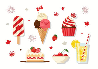 Canadian themed desserts and drinks collection for celebration.