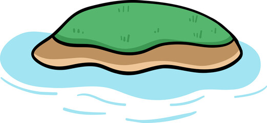 Obraz premium Deserted tropical island mini island in ocean hand drawn illustration