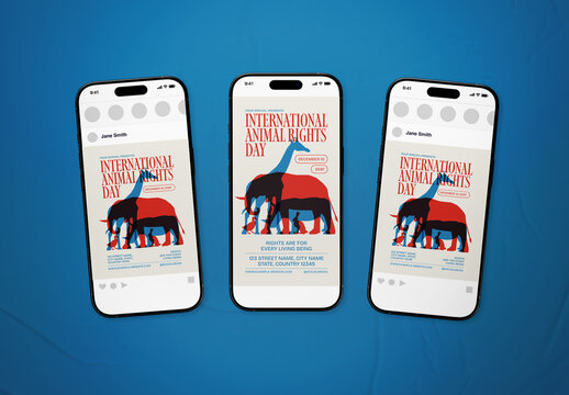 Blue & Red International Animal Rights Day Social Media