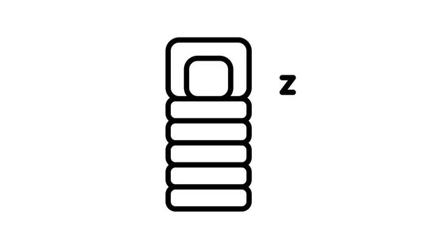 Sleeping bag icon animation for camping and hiking