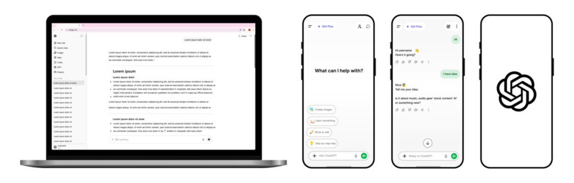 ChatGPT AI Assistant Interface on iPhone 17 and Laptop
Conversational Artificial Intelligence App UI for Mobile and Desktop