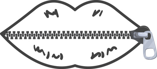 Zipped lips symbol. Sealed mouth line icon © ssstocker