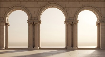 Fototapeta premium Symmetrical stone archway background classical heritage architecture