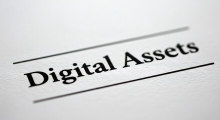 Obraz premium Digital Assets Bold text on white with underscored, and for finance or technology.