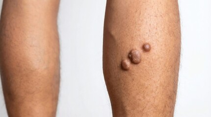 Keloid Scarring CloseUp of Skin Healing on Leg.