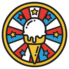 Vibrant Ice Cream Cone with Colorful Background Design