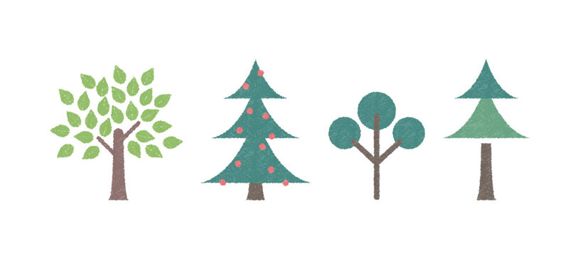 かわいいアナログ風の木のイラスト