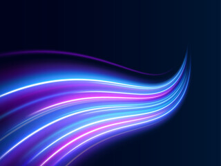 Obraz premium Electric neon waves flow in smooth spiral patterns. Glowing highlights show dynamic movement. Perfect abstract vector illustration.