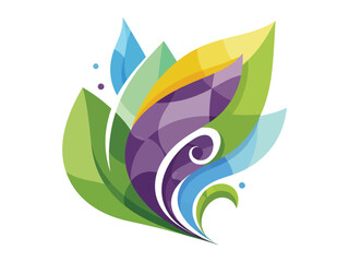 Obraz premium Abstract elegant swirl of vibrant colorful leaves and floral elements in natural inspiration