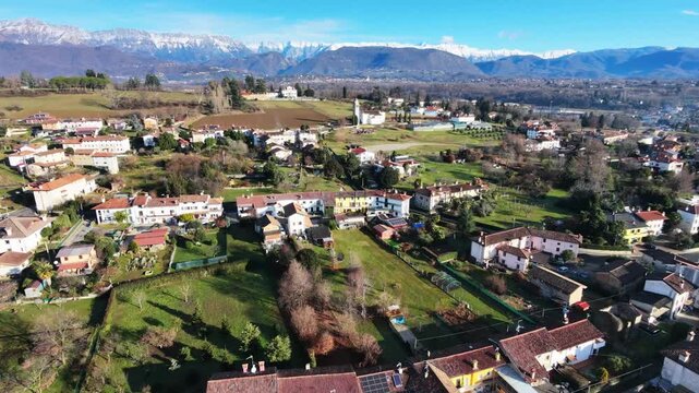 Fresh air after the rain and snow. Cassacco and its hills seen from above. The magic of Friuli.